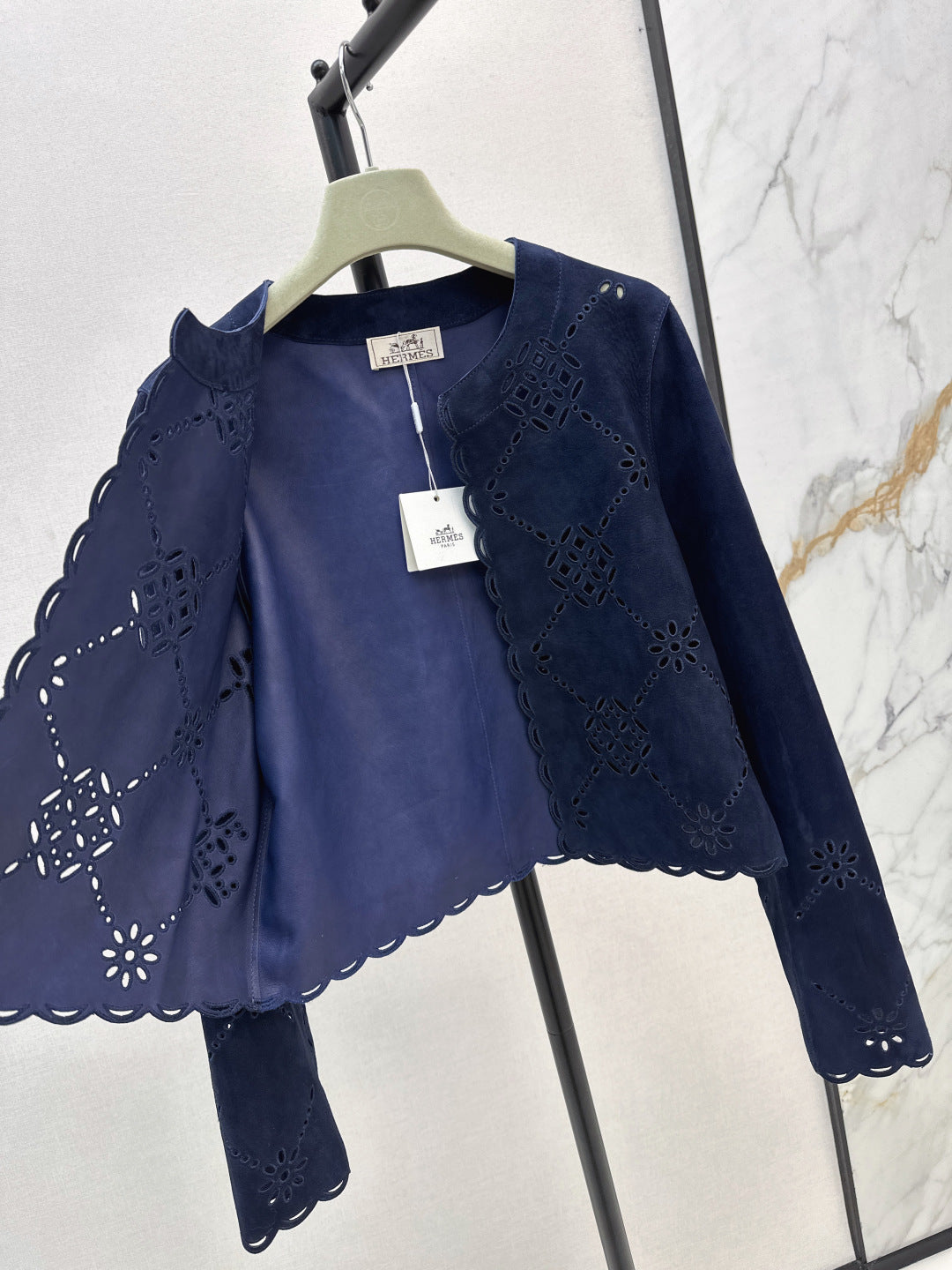 Herm 25fw embroidered suede jacket