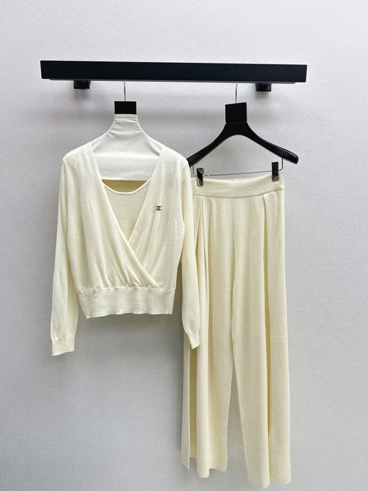 Chan 25fw knit vest sweater pants set