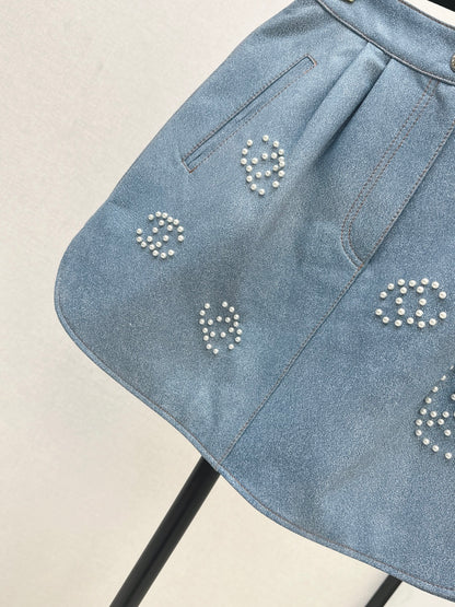 Chan 25fw leather skirt