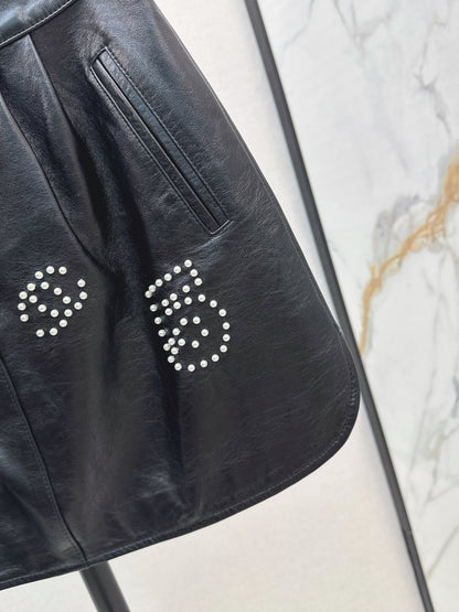 Chan 25fw leather skirt