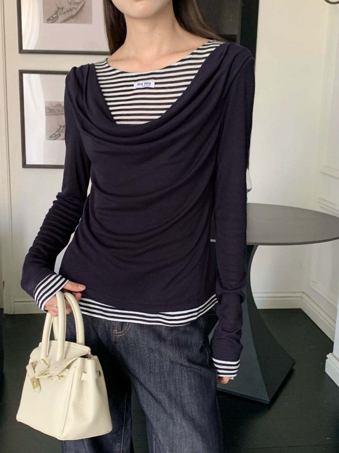 Miu 25fw off-shoulder shirt