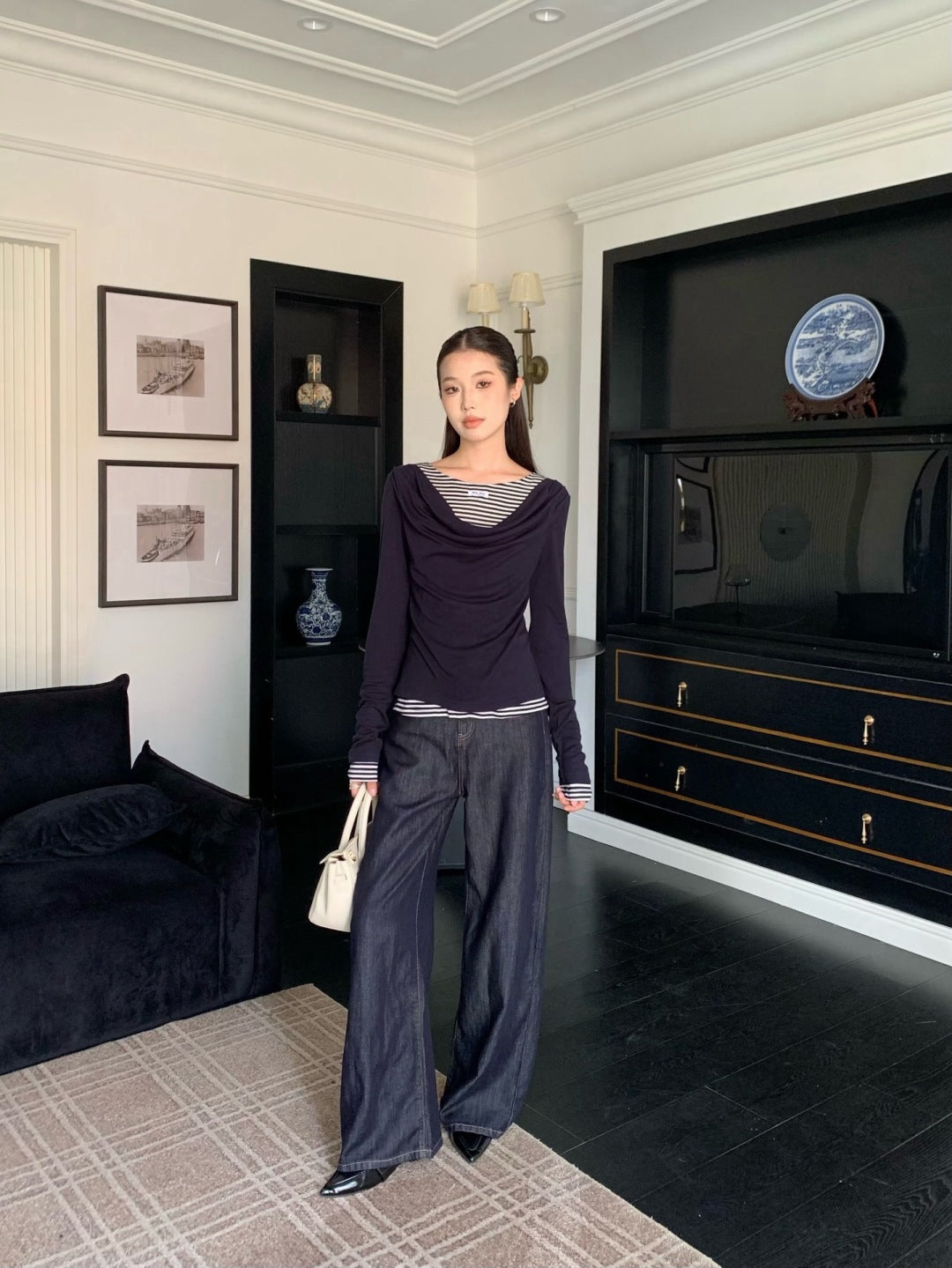 Miu 25fw off-shoulder shirt