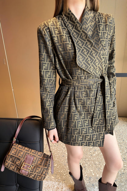 Fend 25fw jacquard coat