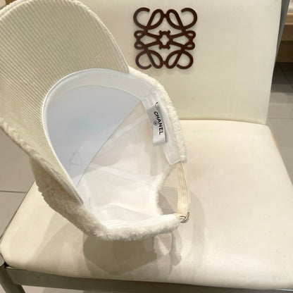 Chan Lamb wool and corduroy brim baseball cap