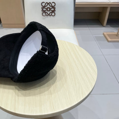 Chan Lamb wool and corduroy brim baseball cap