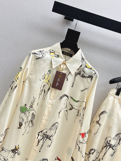 Loro 25fw printed shirt