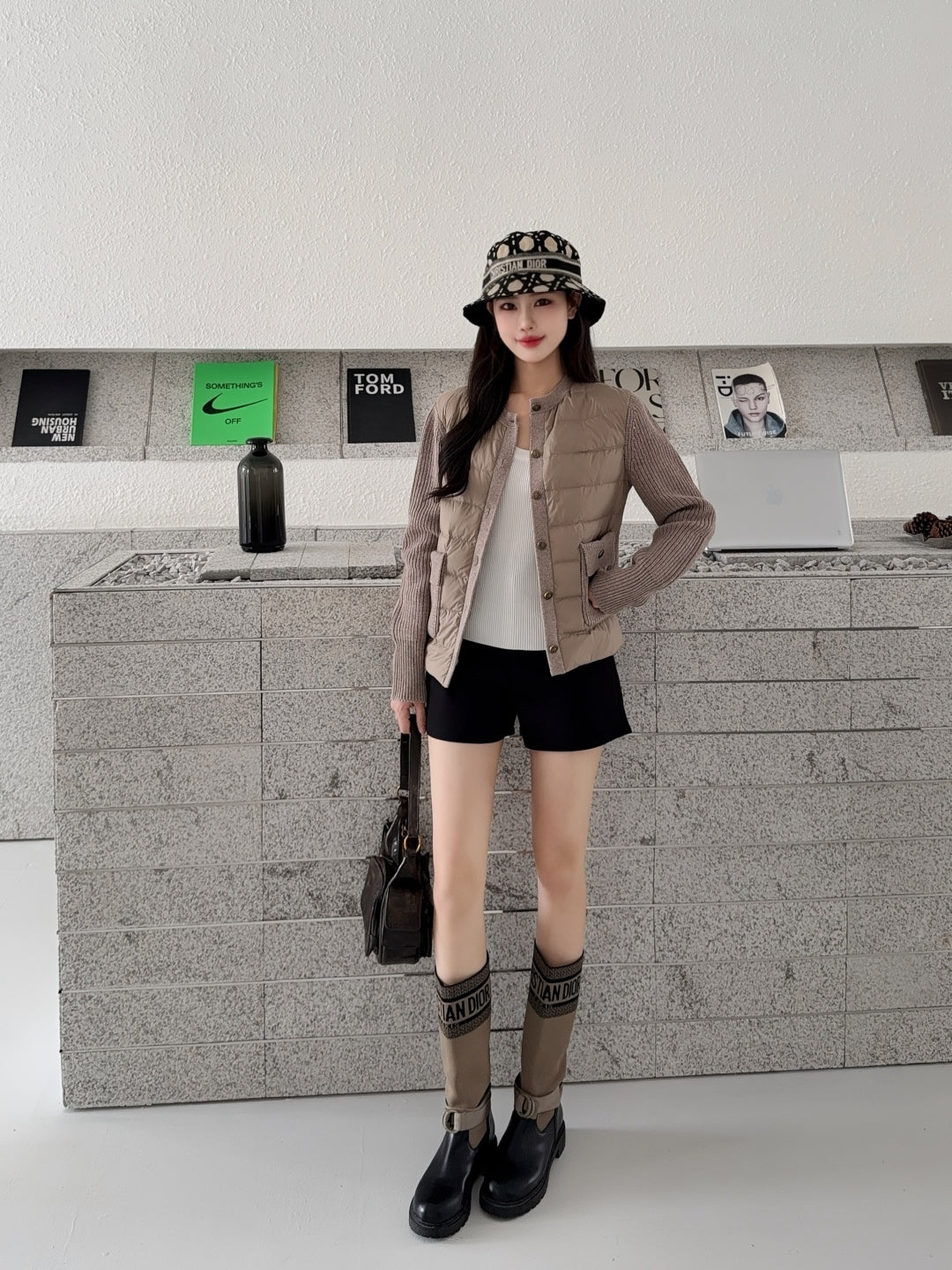 Loro 25fw patchwork down jacket