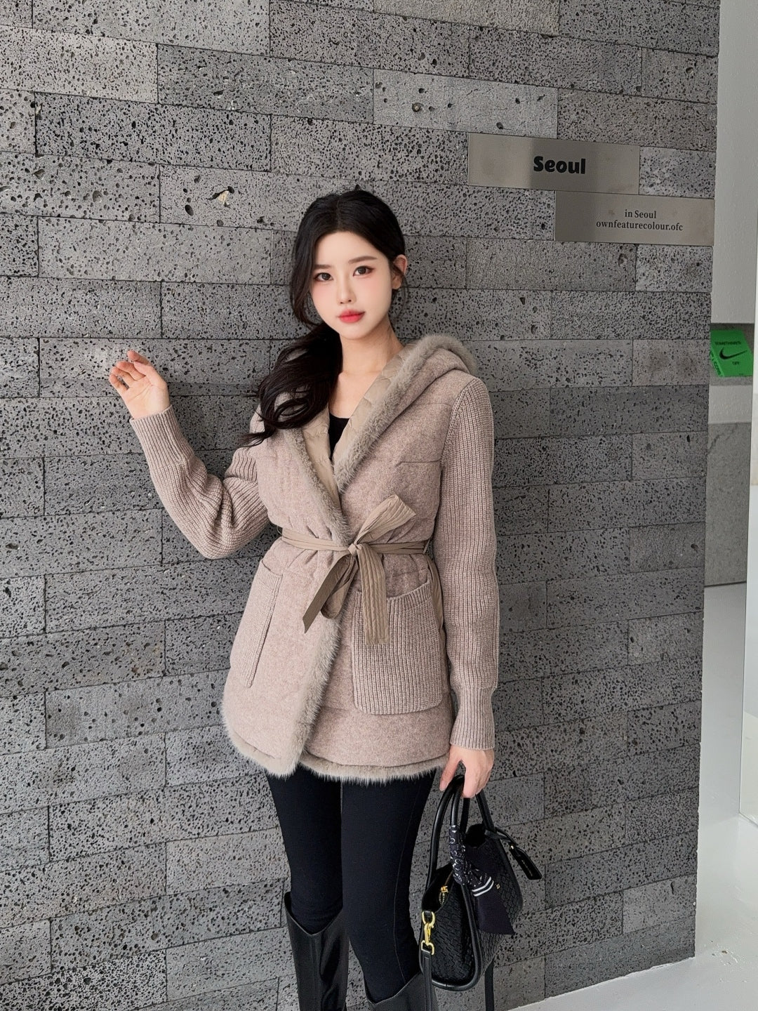 Loro 25fw patchwork down jacket