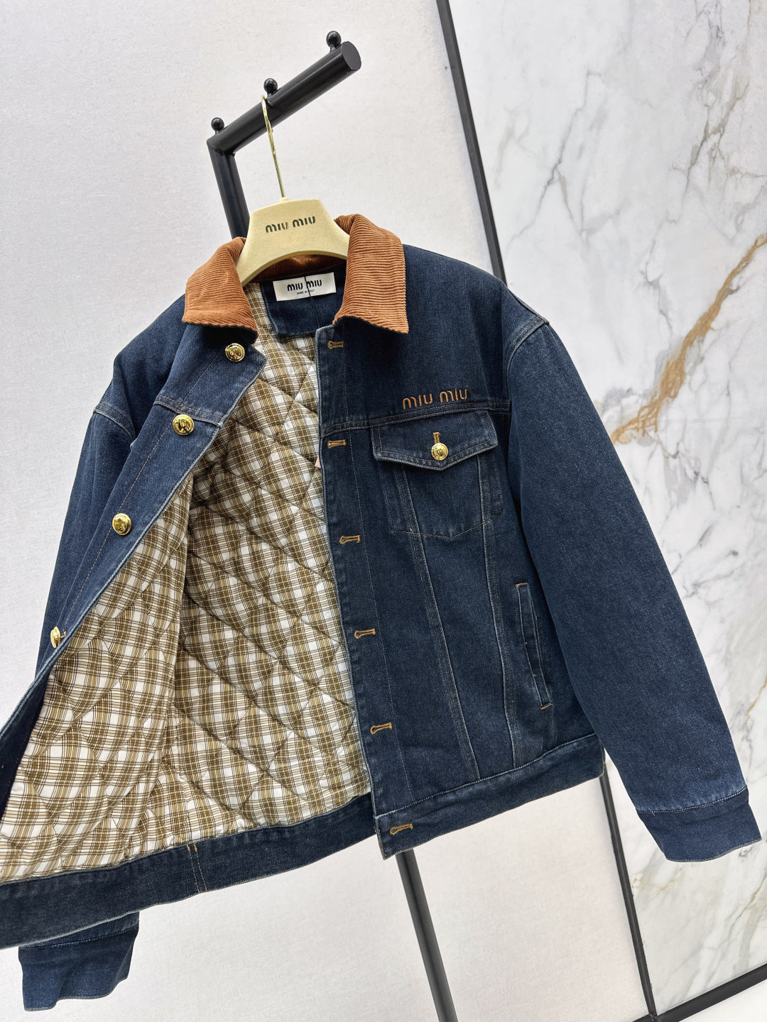 Miu 25fw denim padded jacket