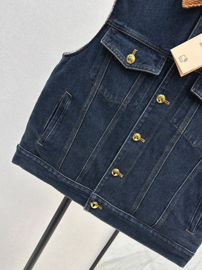 Miu 25fw denim padded vest
