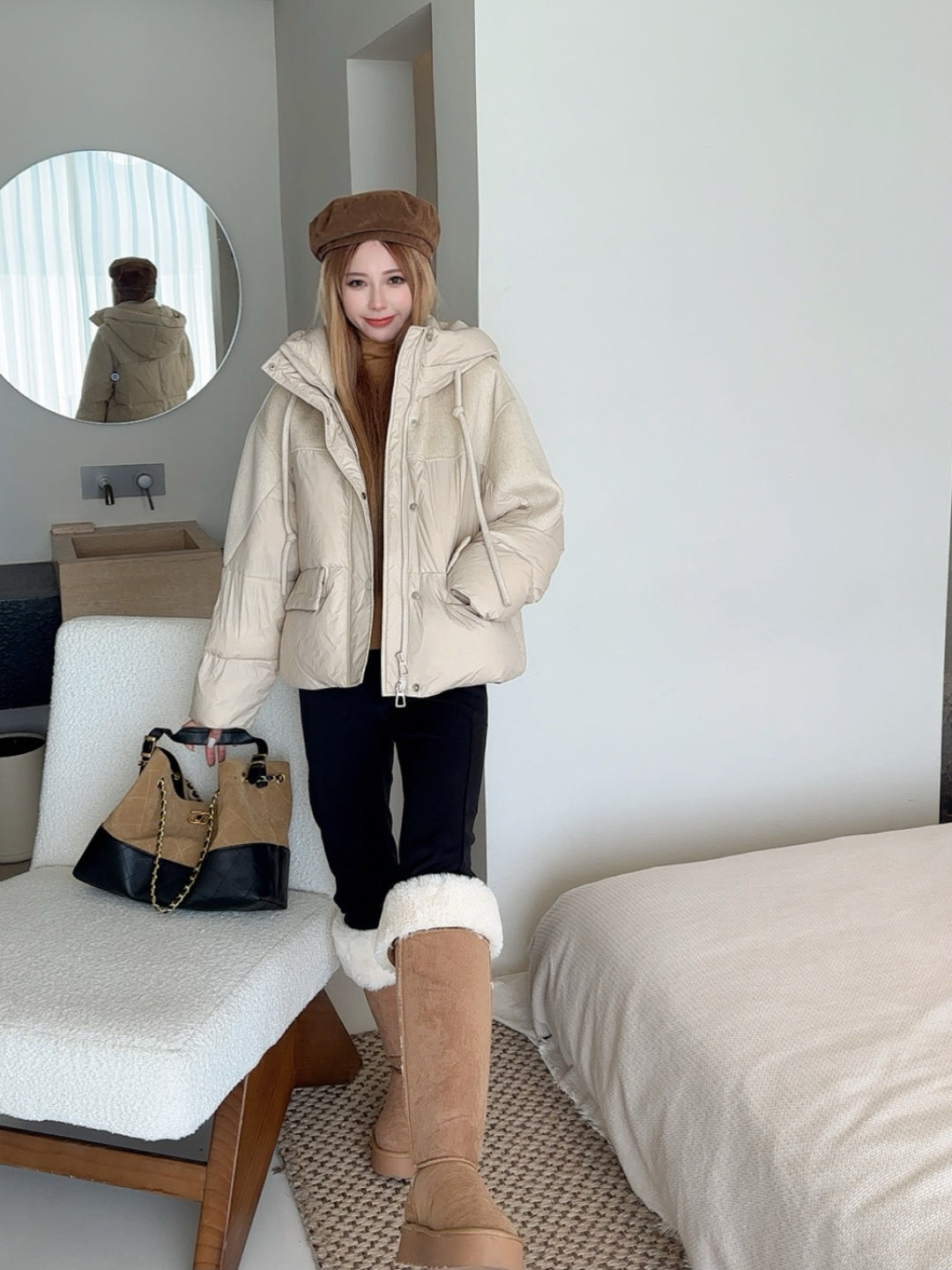 Max 25fw patchwork down jacket