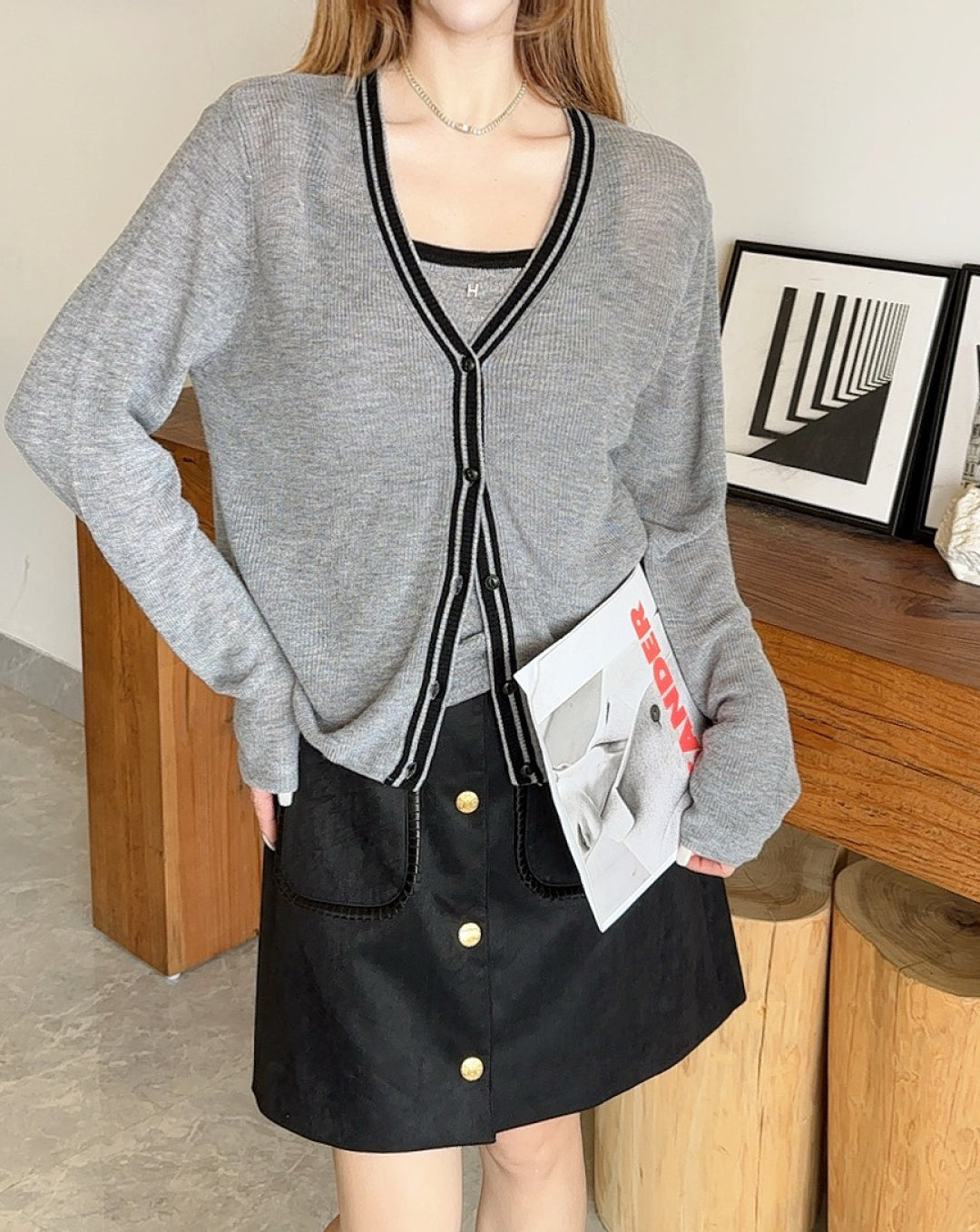 Herm 25fw Knitted vest cardigan