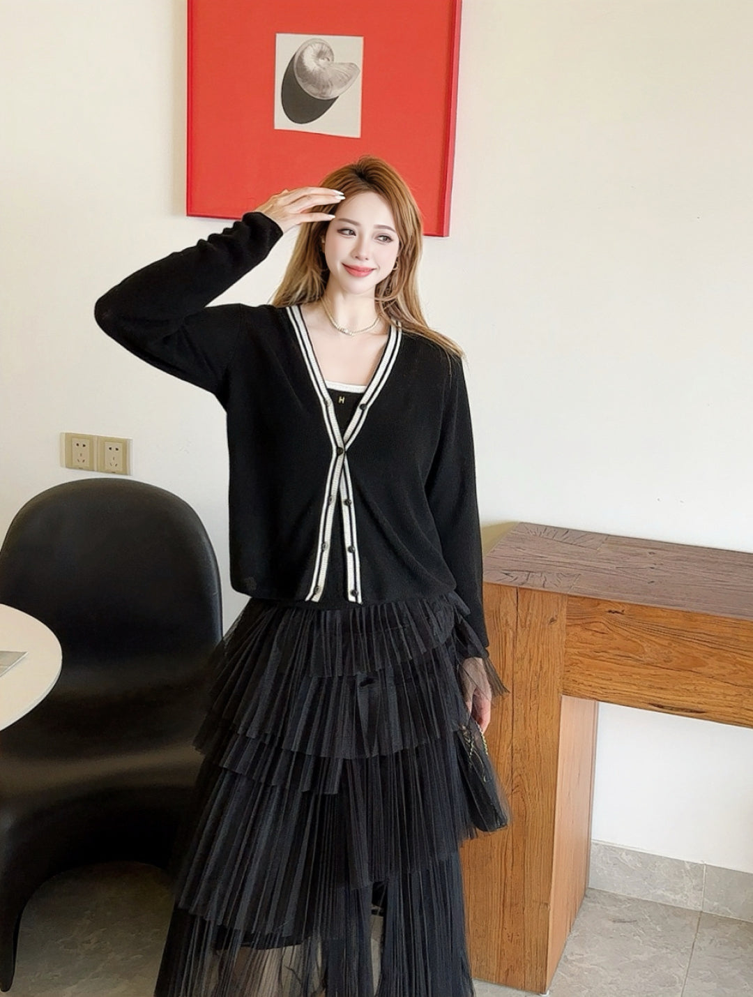 Herm 25fw Knitted vest cardigan
