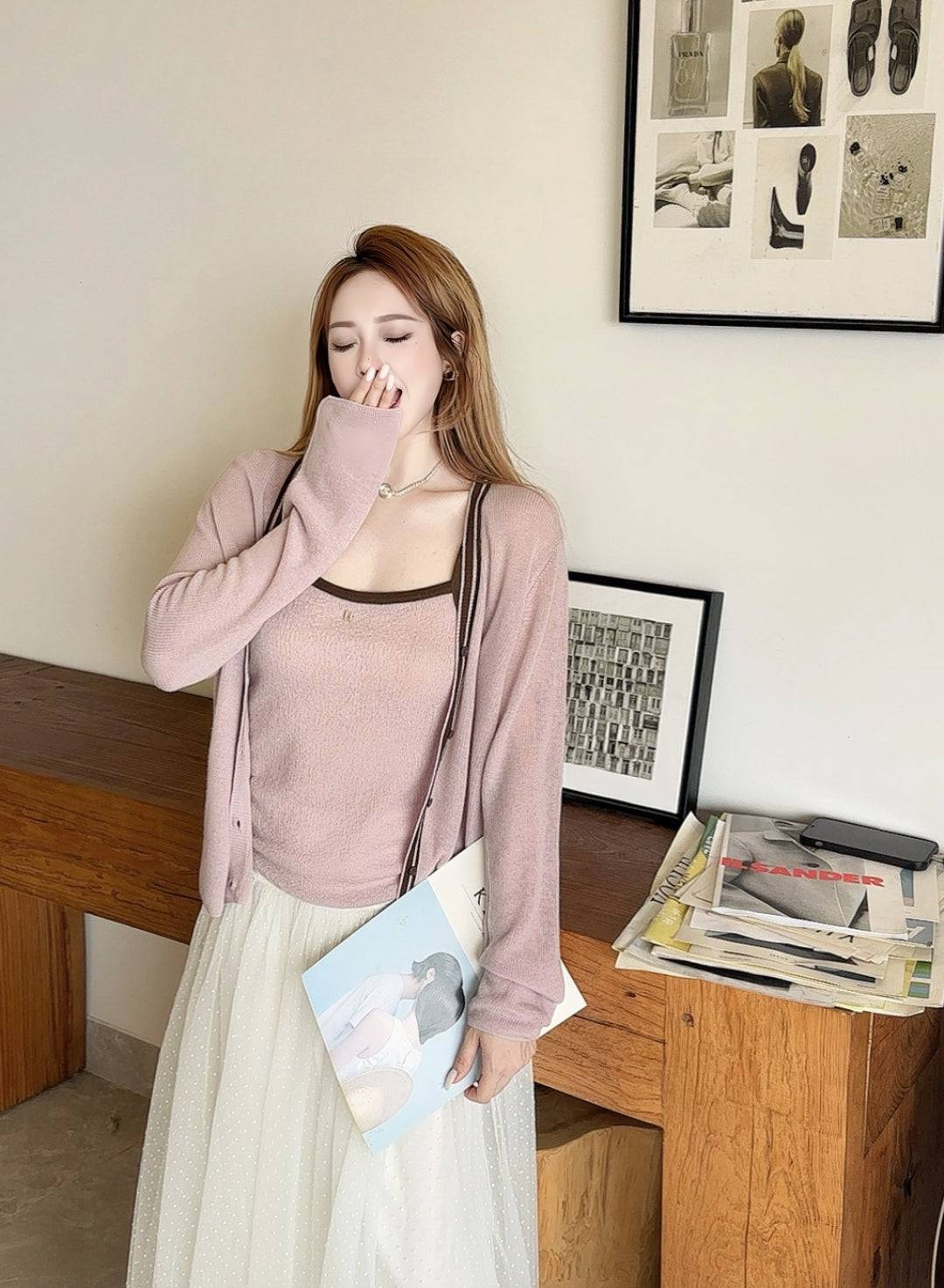 Herm 25fw Knitted vest cardigan
