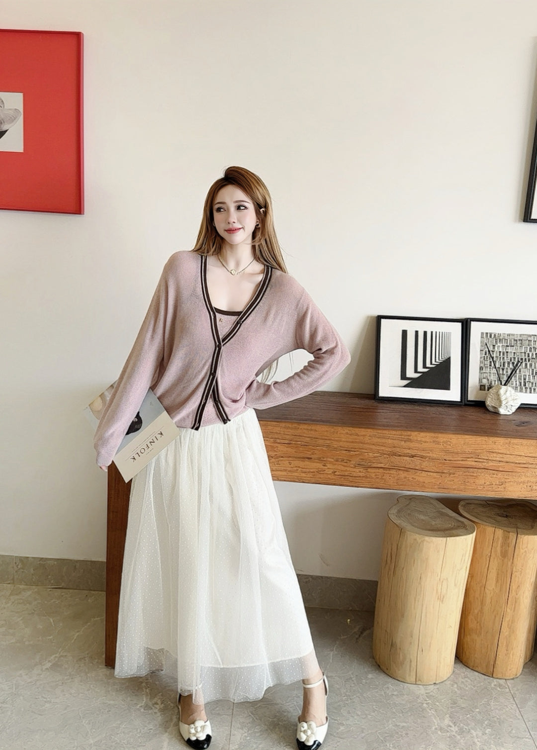 Herm 25fw Knitted vest cardigan