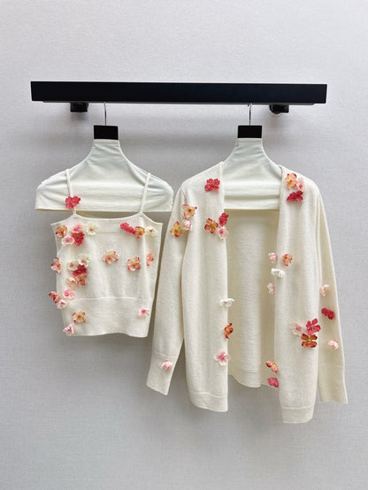 Chan 25fw knit vest cardigan set