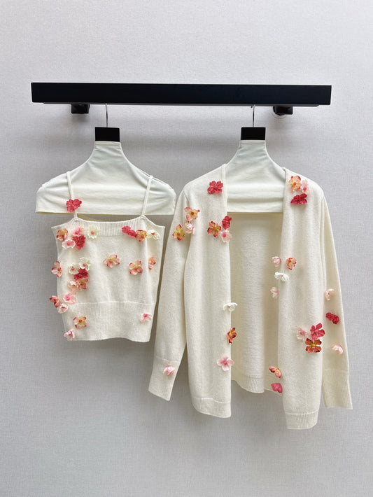 Chan 25fw knit vest cardigan set