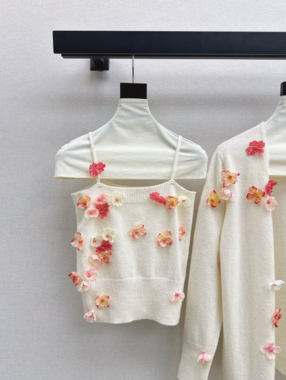 Chan 25fw knit vest cardigan set