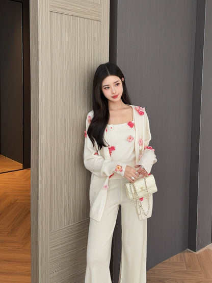 Chan 25fw knit vest cardigan set