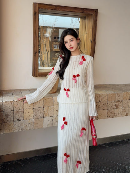 Chan 25fw wool sweater skirt suit