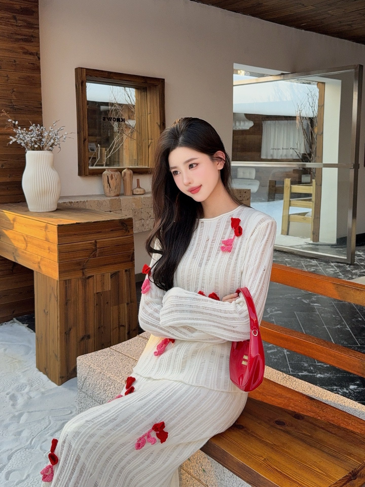 Chan 25fw wool sweater skirt suit