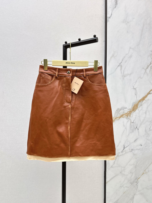 Miu 25fw leather skirt