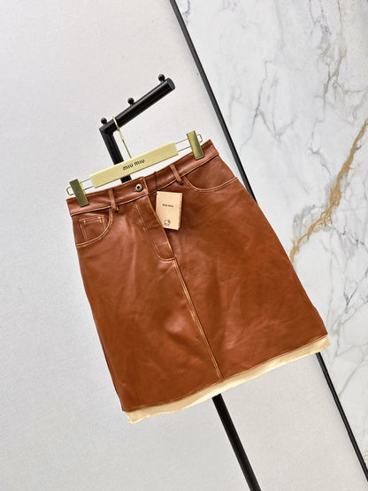 Miu 25fw leather skirt