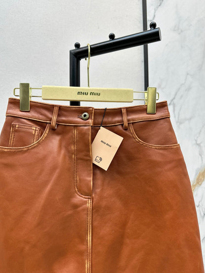 Miu 25fw leather skirt