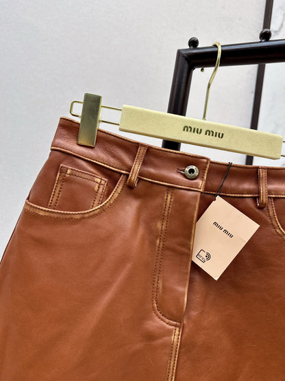 Miu 25fw leather skirt