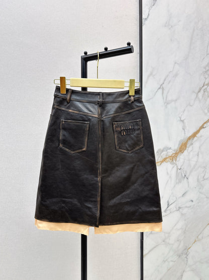 Miu 25fw leather skirt