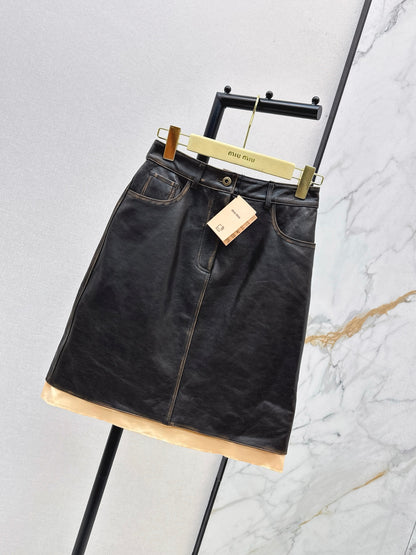 Miu 25fw leather skirt