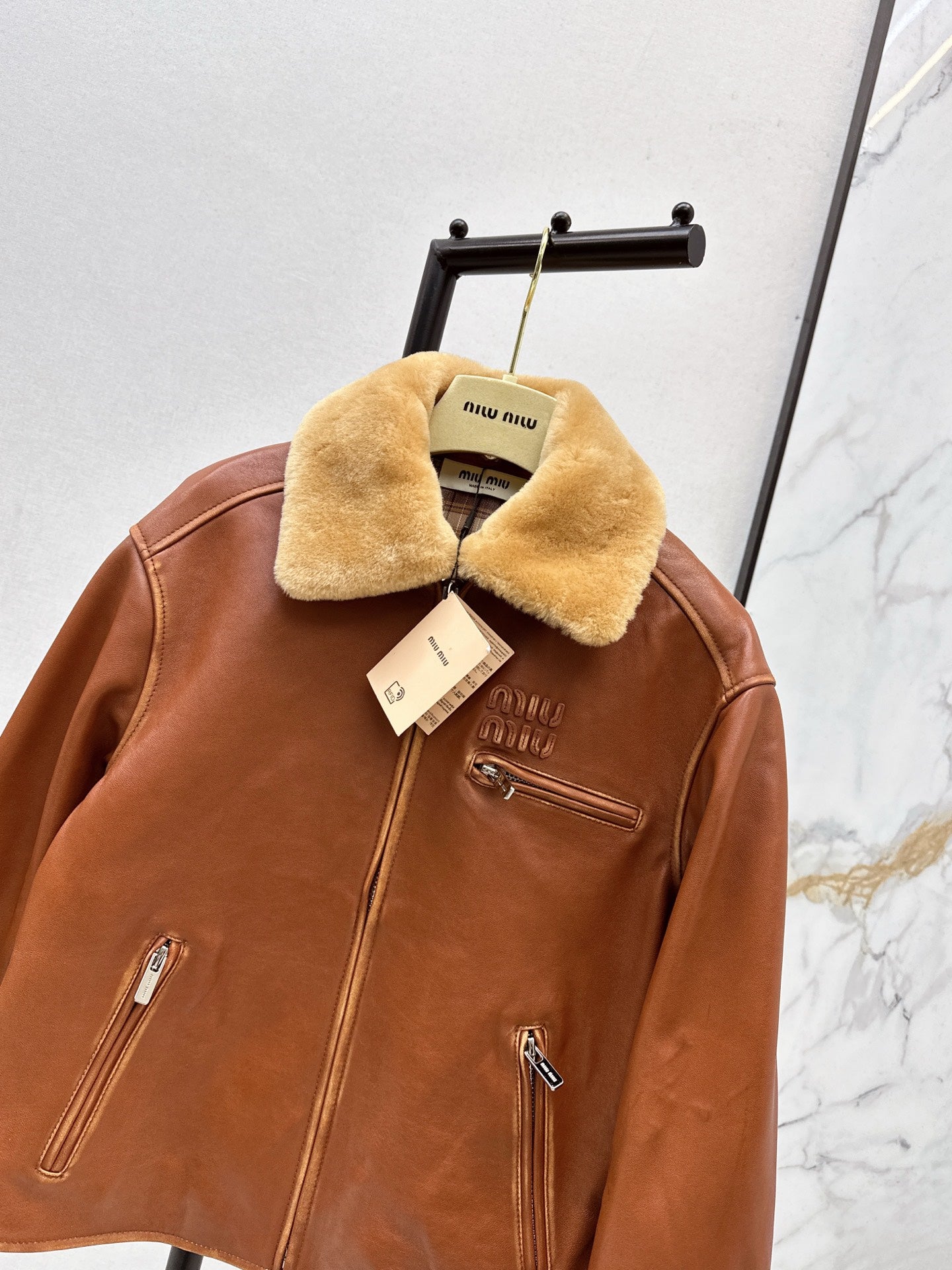 Miu 25fw leather jacket