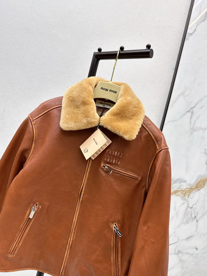 Miu 25fw leather jacket