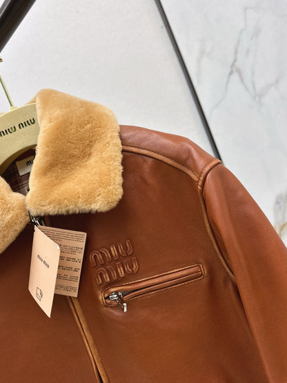 Miu 25fw leather jacket
