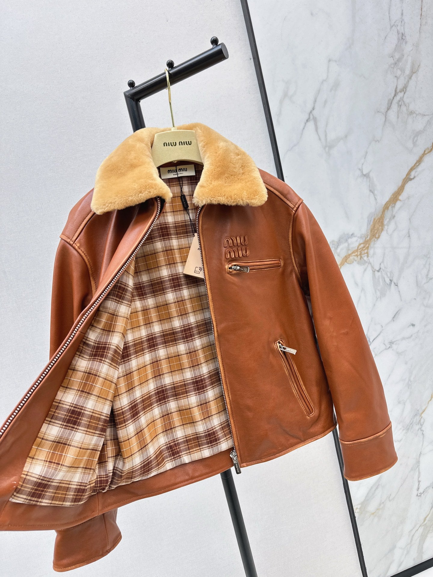 Miu 25fw leather jacket