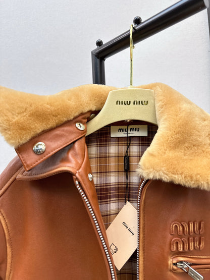 Miu 25fw leather jacket