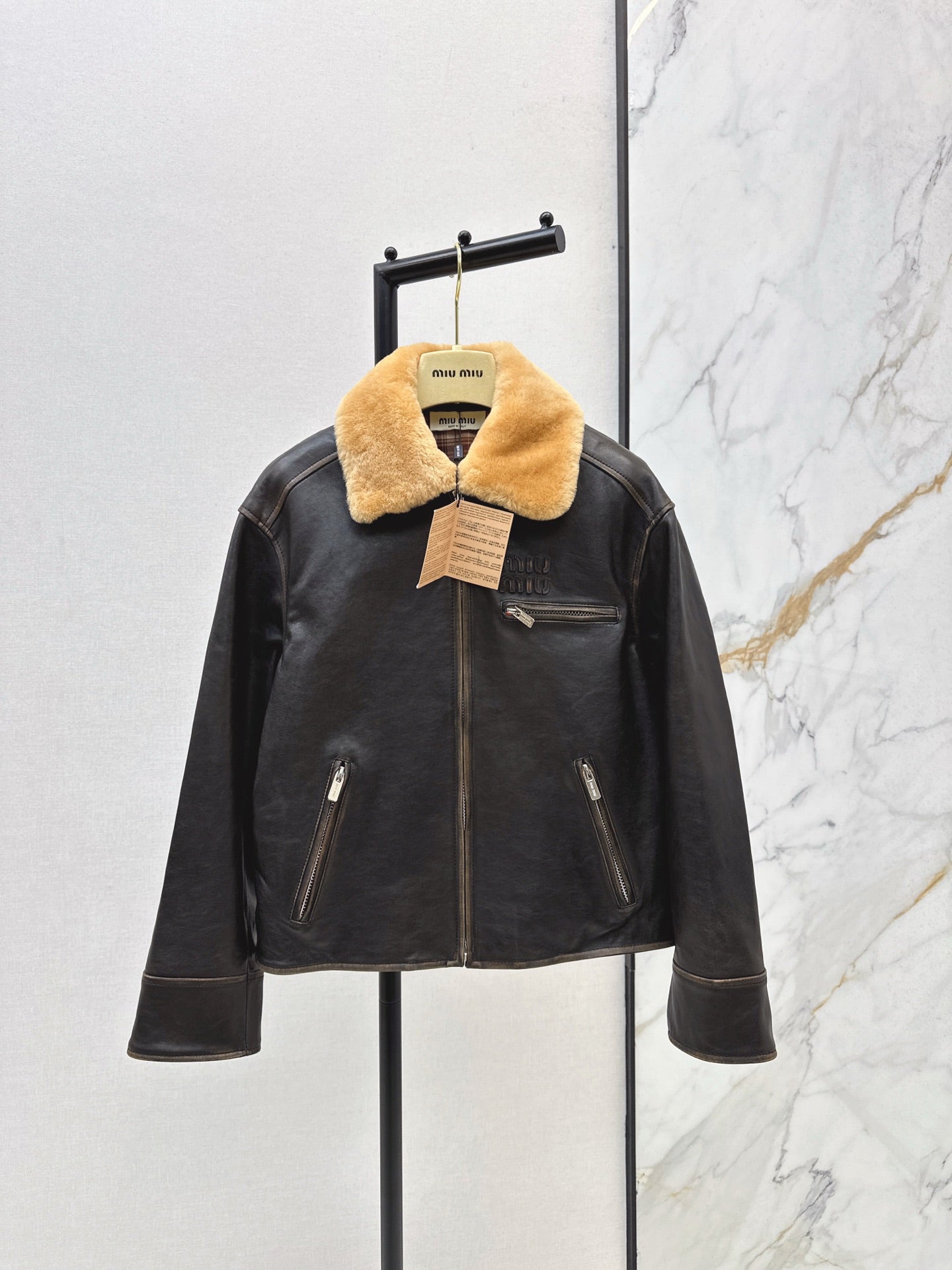 Miu 25fw leather jacket
