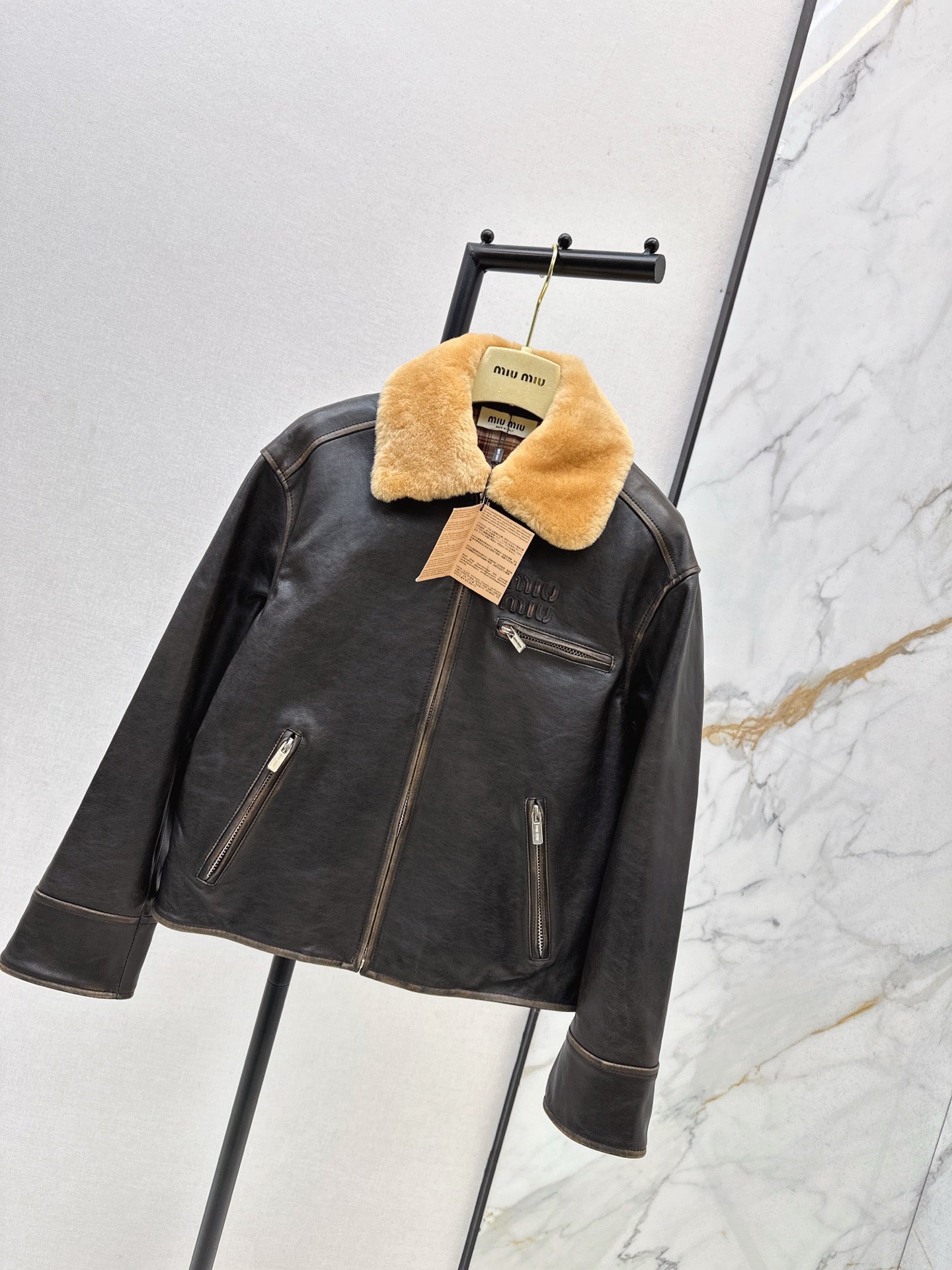 Miu 25fw leather jacket
