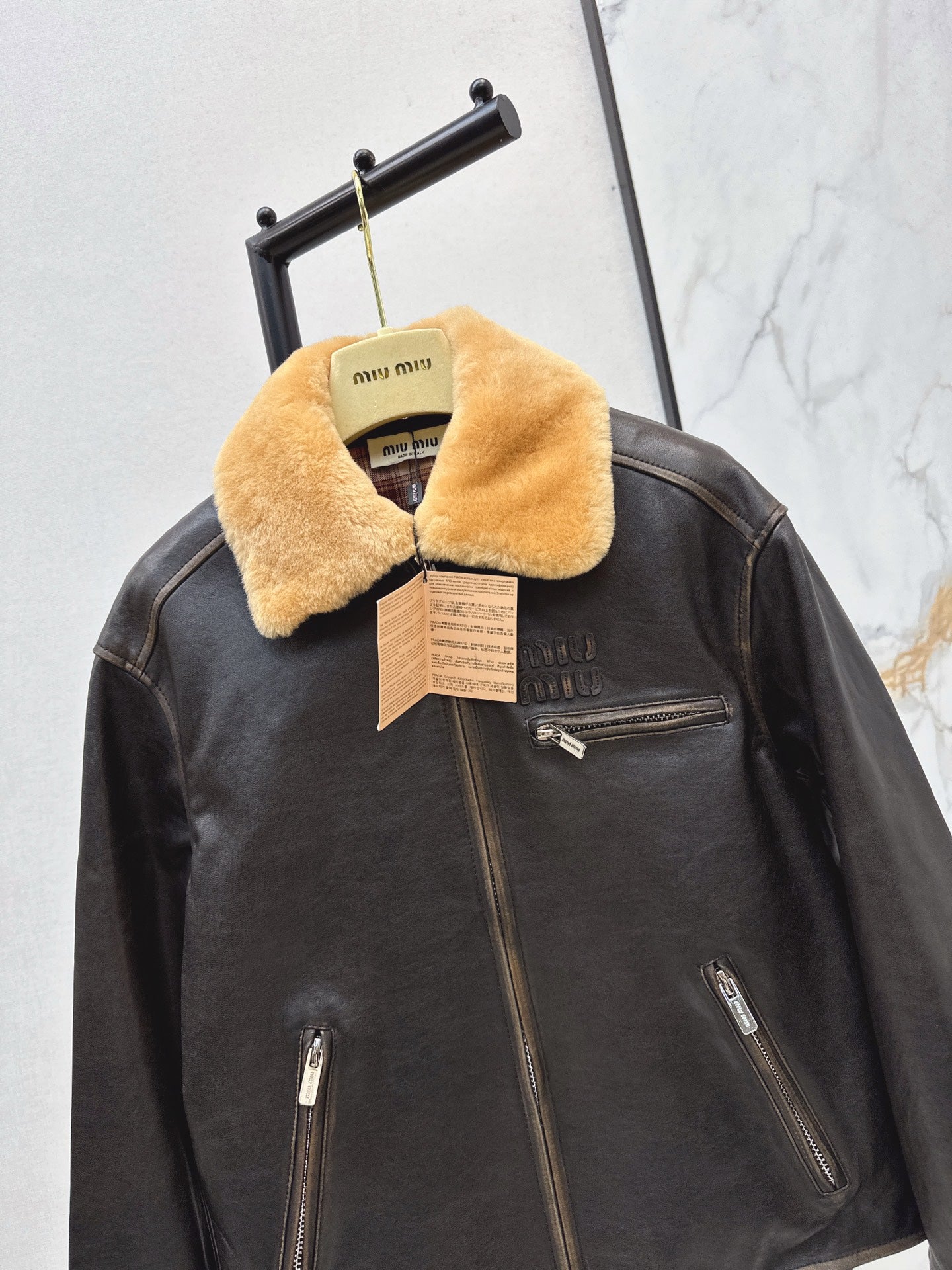 Miu 25fw leather jacket