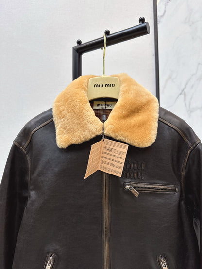 Miu 25fw leather jacket