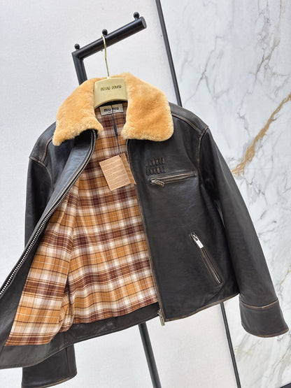 Miu 25fw leather jacket