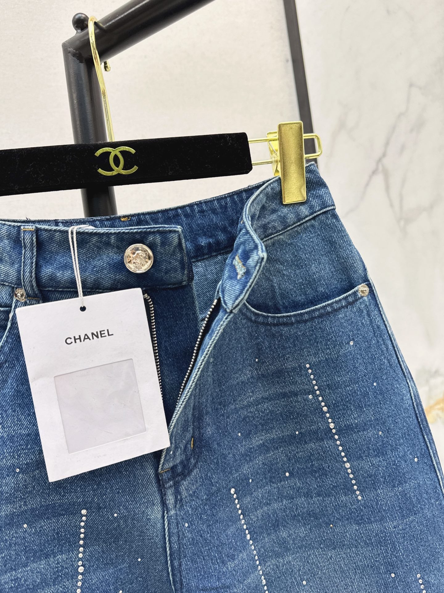 Chan 25fw rhinestone jeans