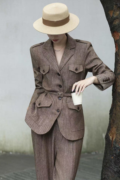 Loro 25fw linen suit