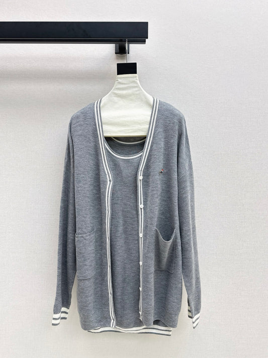Thom 25fw knitted vest cardigan set