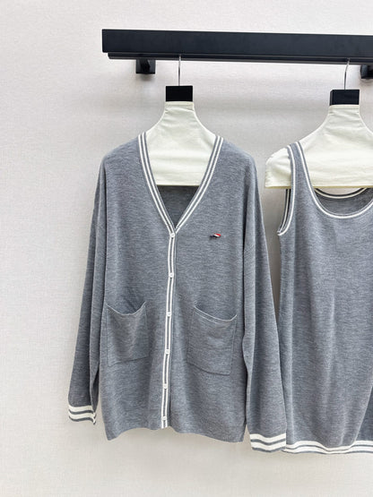 Thom 25fw knitted vest cardigan set