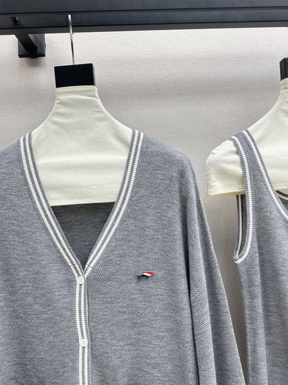 Thom 25fw knitted vest cardigan set