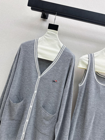 Thom 25fw knitted vest cardigan set