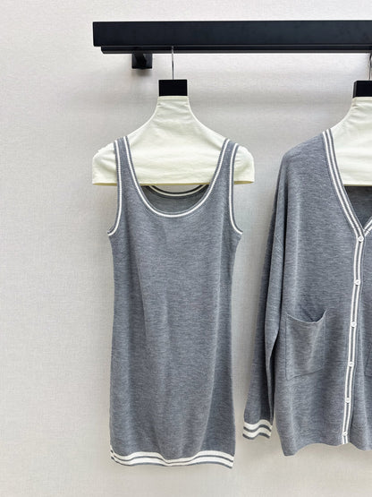 Thom 25fw knitted vest cardigan set