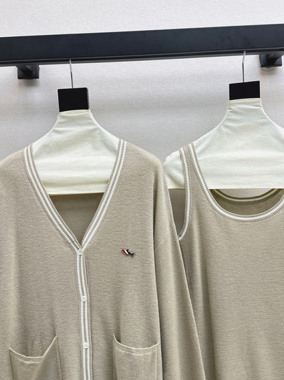 Thom 25fw knitted vest cardigan set