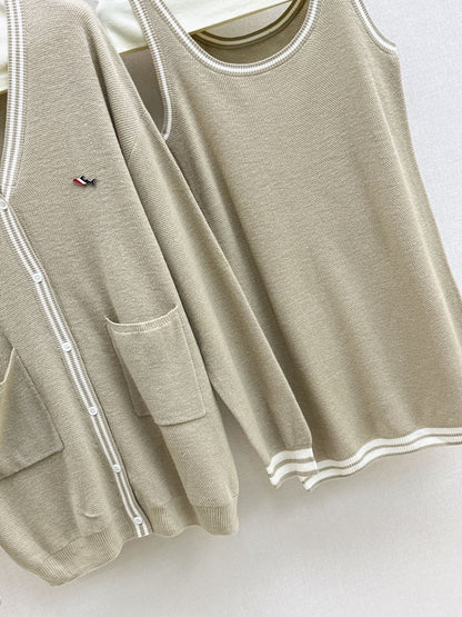 Thom 25fw knitted vest cardigan set